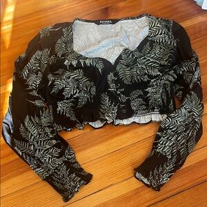 Disturbia Black and SFern Embroidered Women's Top